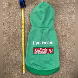 Small Dog Christmas Naughty/nice Sequin cotton hooded sweatshirt